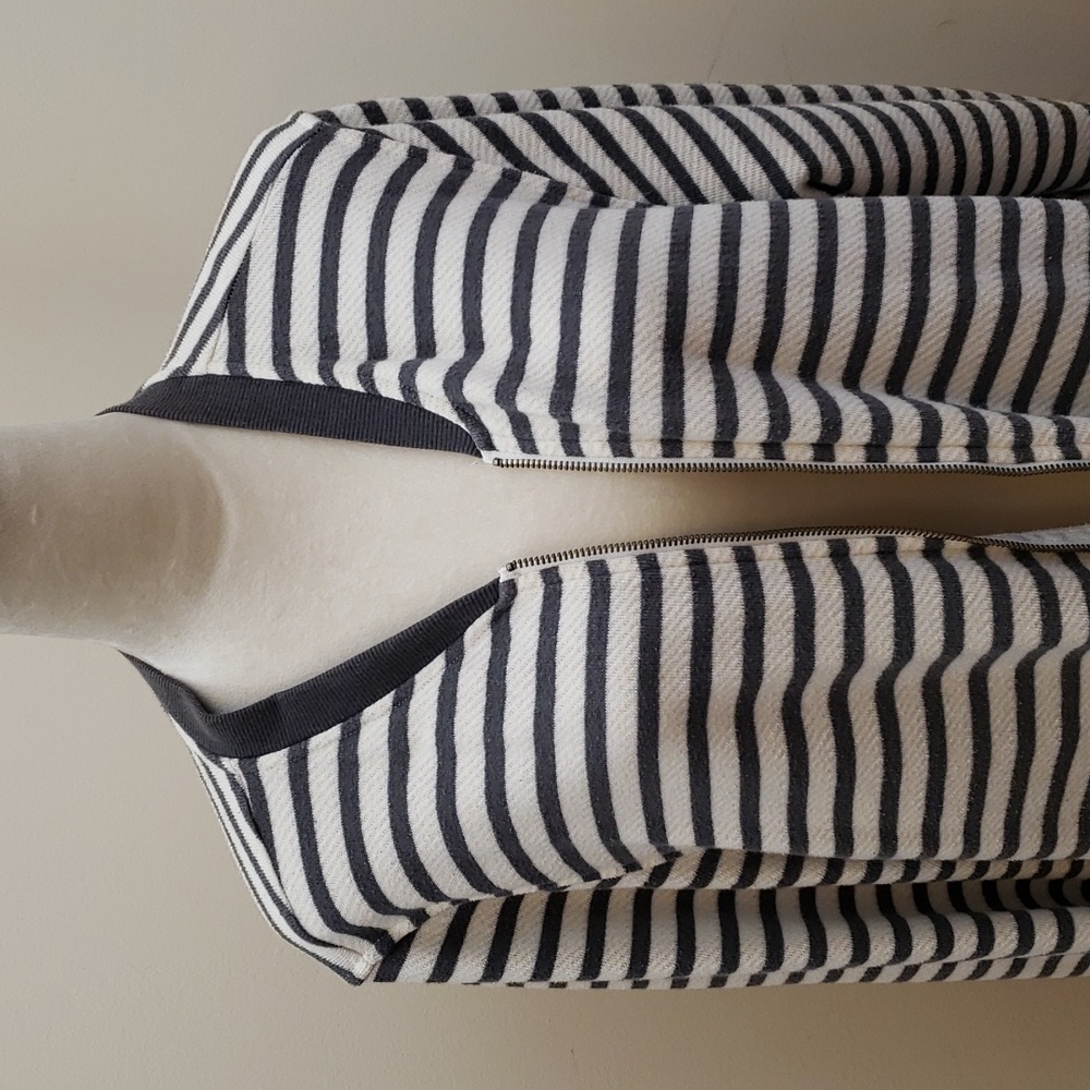 Old Navy Women's Gray & White Stripe Lightweight Jacket w/Zipper, Plus Size XXL
